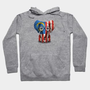 Baby Elephant with Glasses and Malaysian Flag Hoodie